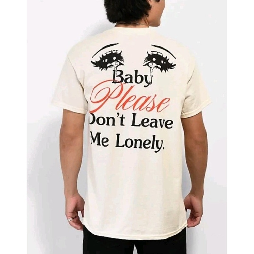 NWT Heartbreakers Club Please Don't Leave Me Lonely Natural T-Shirt Tee Size‎ XL